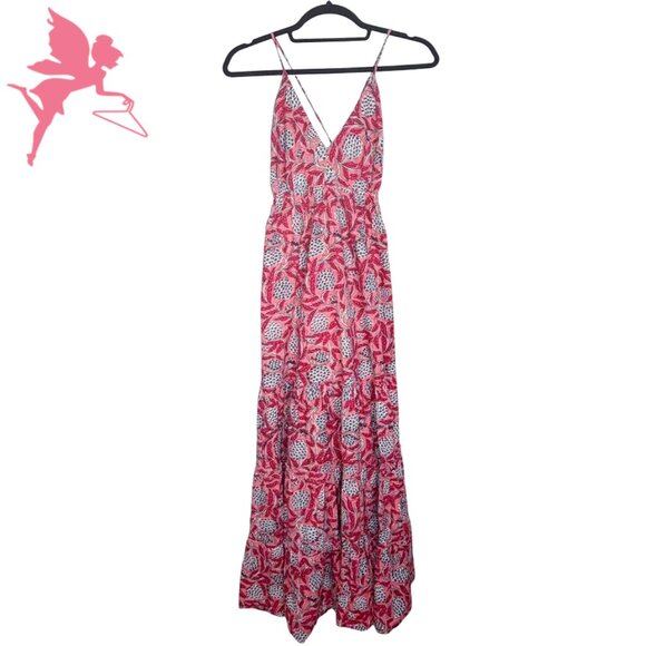 PERRY WALKER COLLECTIVE Annie Block Print Botanical Palm Beach Maxi Sundress - Picture 2 of 10